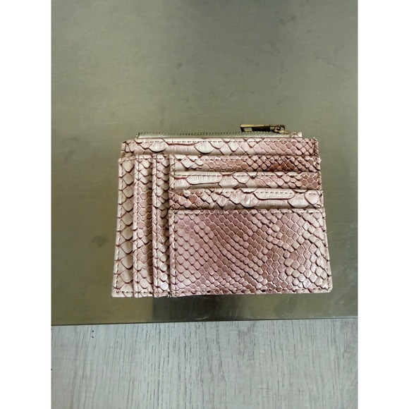 Handbags - Pink‎ Faux Snakeskin Zip Card Holder Wallet Small Coin Pouch